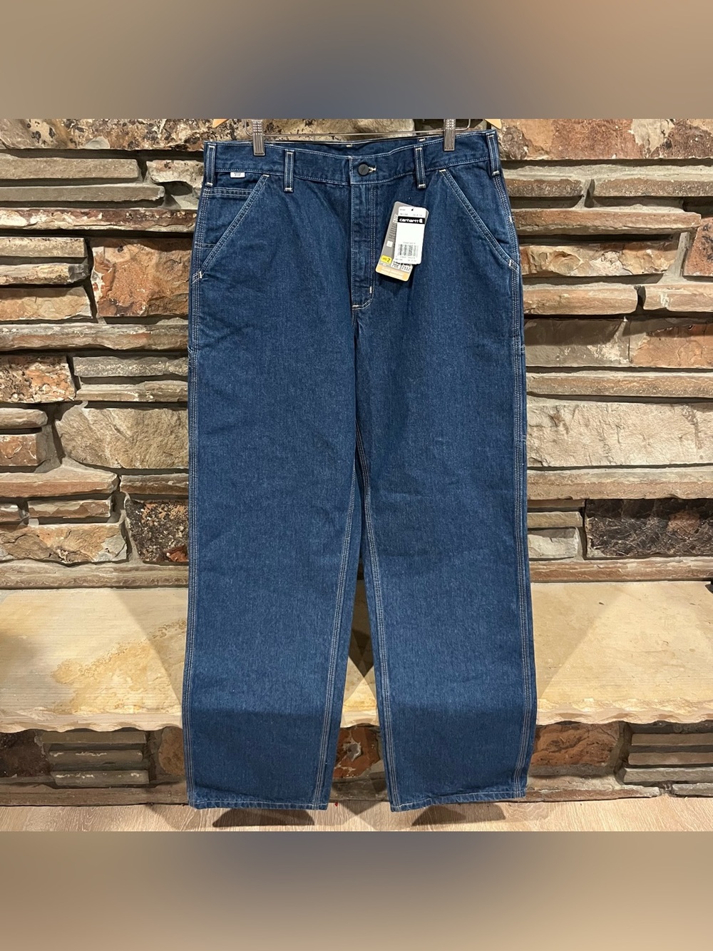 Carhartt Flame Resistant Denim Dungaree Original Fit Dark Blue Jeans